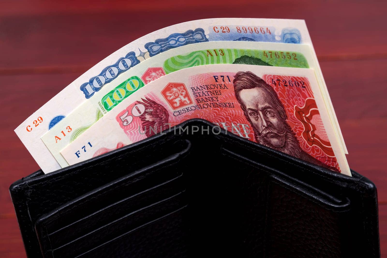 Czechoslovak koruna in the black wallet by johan10