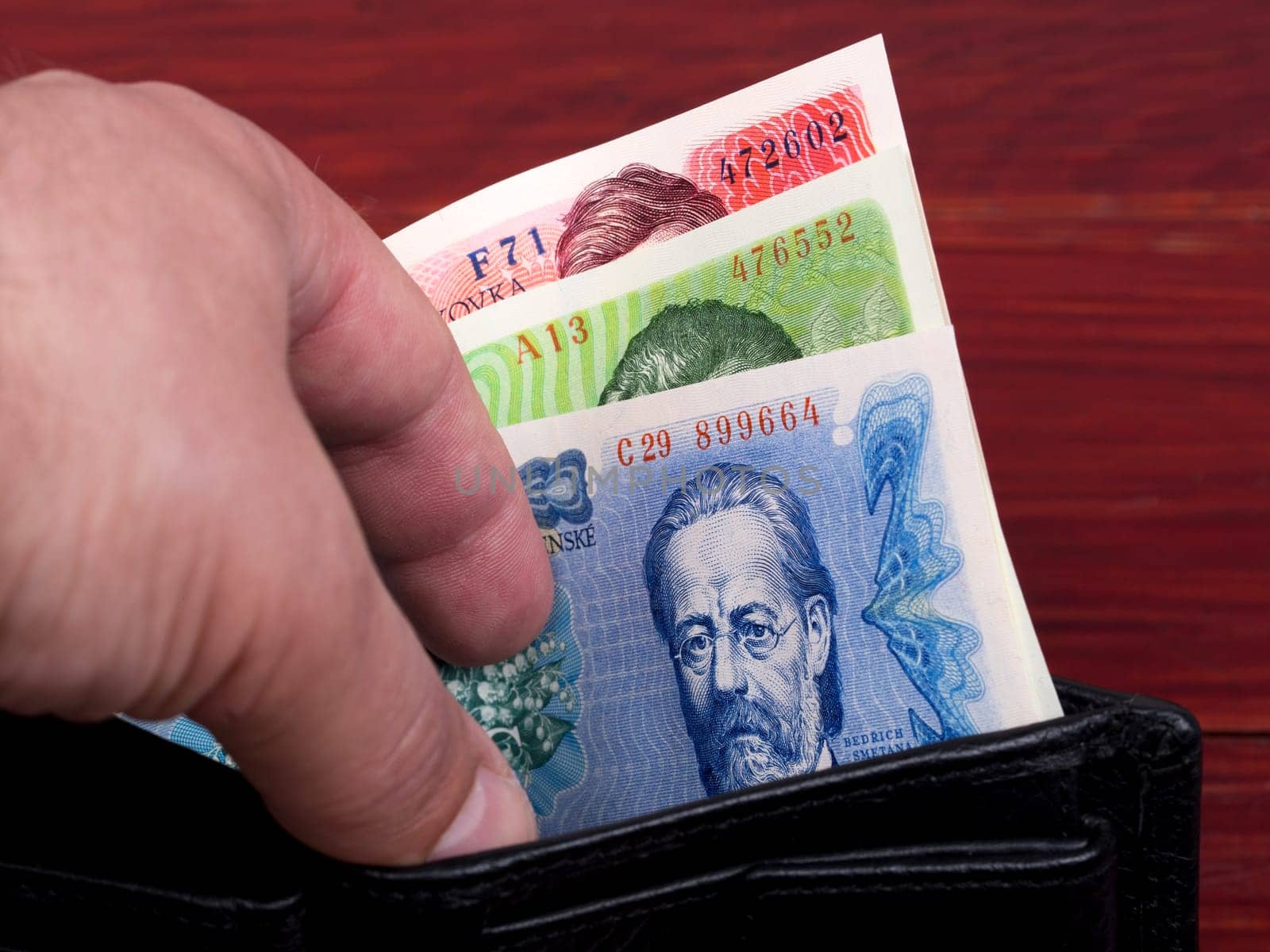 Czechoslovak koruna in the black wallet by johan10