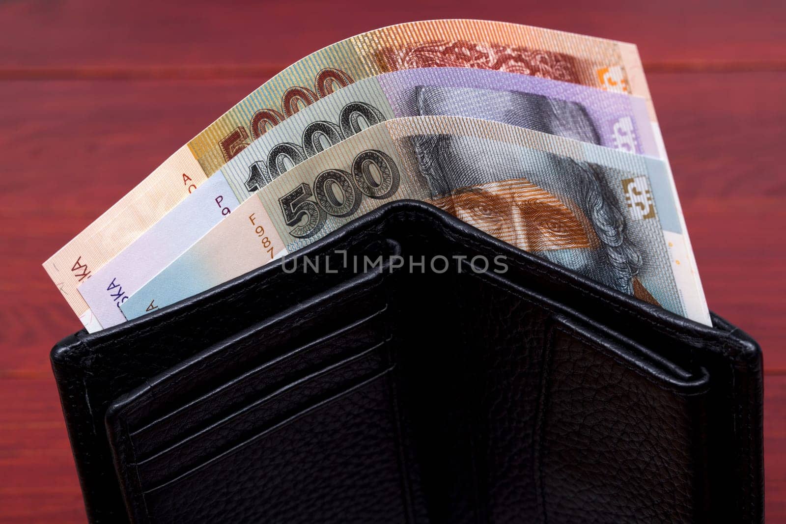 Slovak money - koruna in the black wallet by johan10