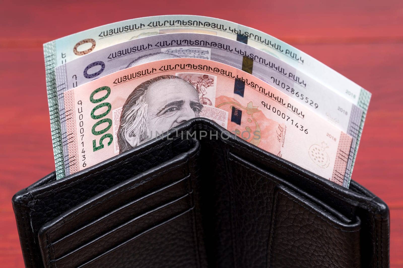 Armenian dram in the black wallet