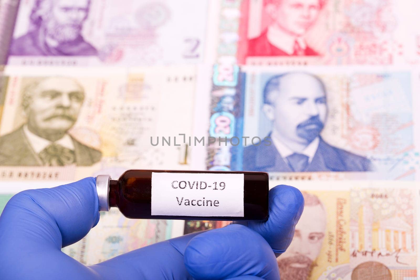 Vaccine against Covid-19 on the background of Bulgarian money by johan10