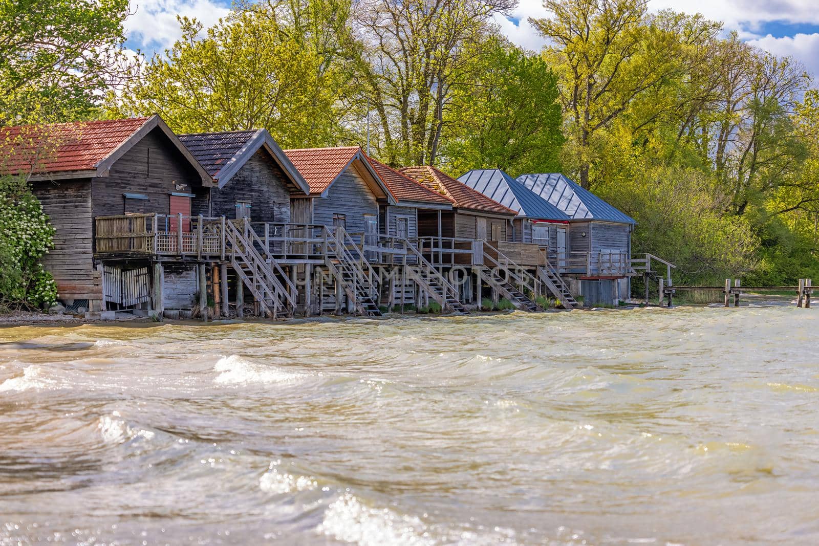 Ammersee, Bavaria, Germany, boat houses on the water  by seka33
