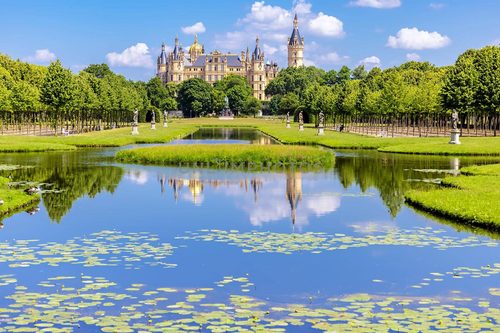 Schwerin, Germany, view of Schwerin Castle. Schwerin Castle is the seat of the Parliament of Mecklenburg-Vorpommern.  by seka33