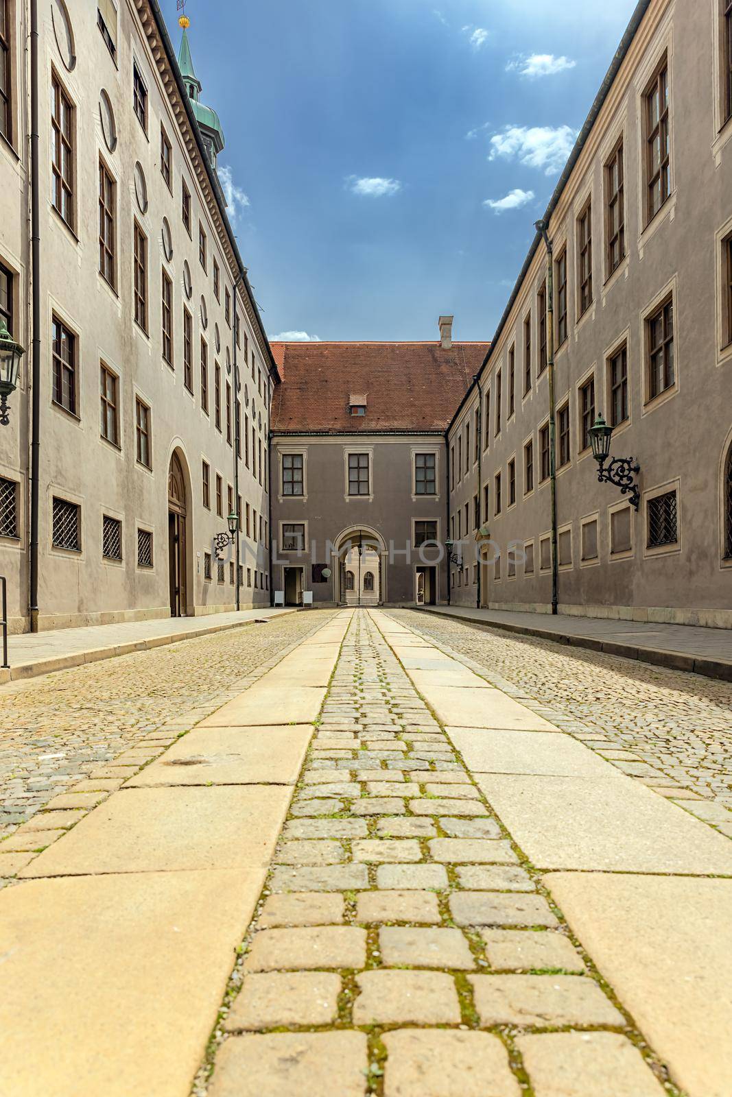 Street of the courtyard of the chapel in the Munich residence, Munich, Germany. 