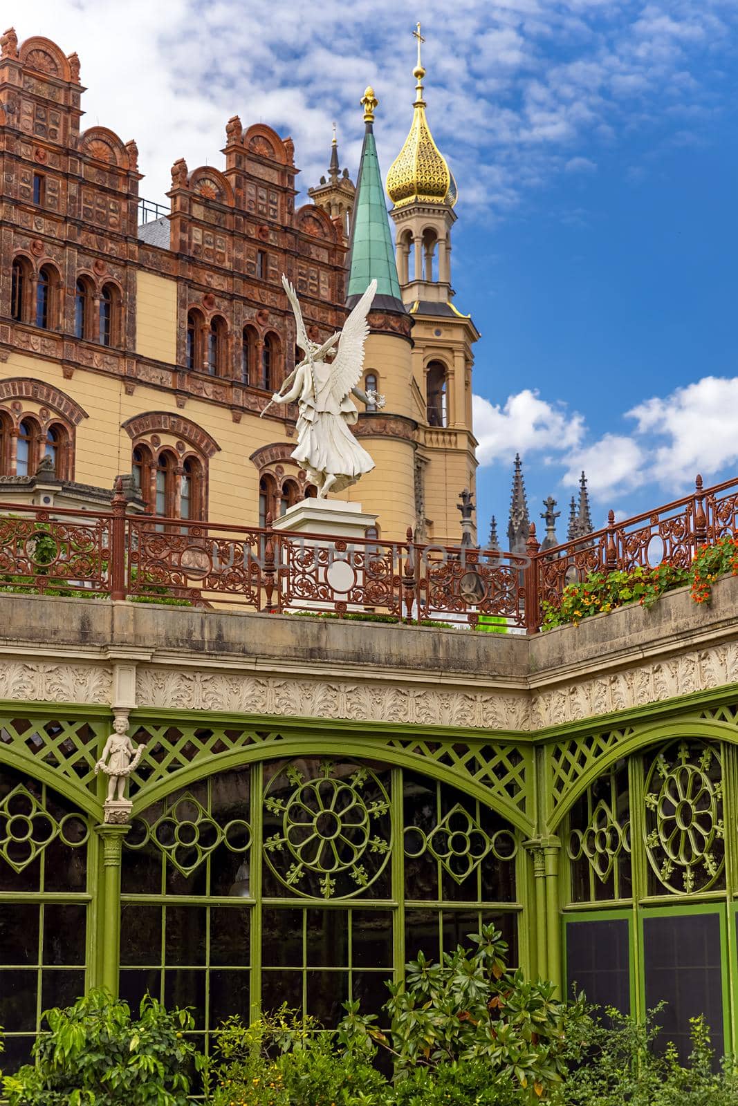 Schwerin Palace, greenhouse, Orangerie, garden, Sculpture, in the city of Schwerin, capital of the state of Mecklenburg-Vorpommern, Germany.