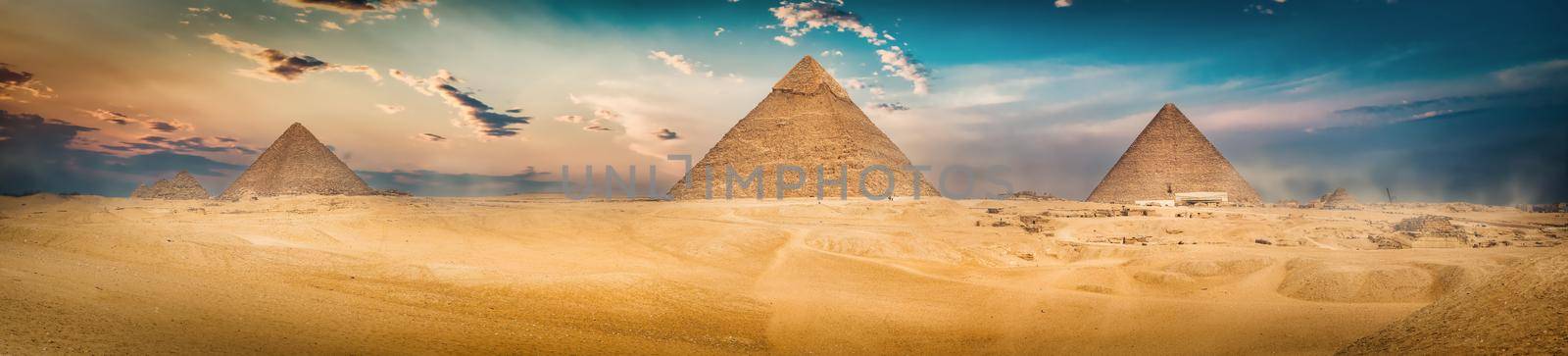 Three pyramids in the desert by Givaga