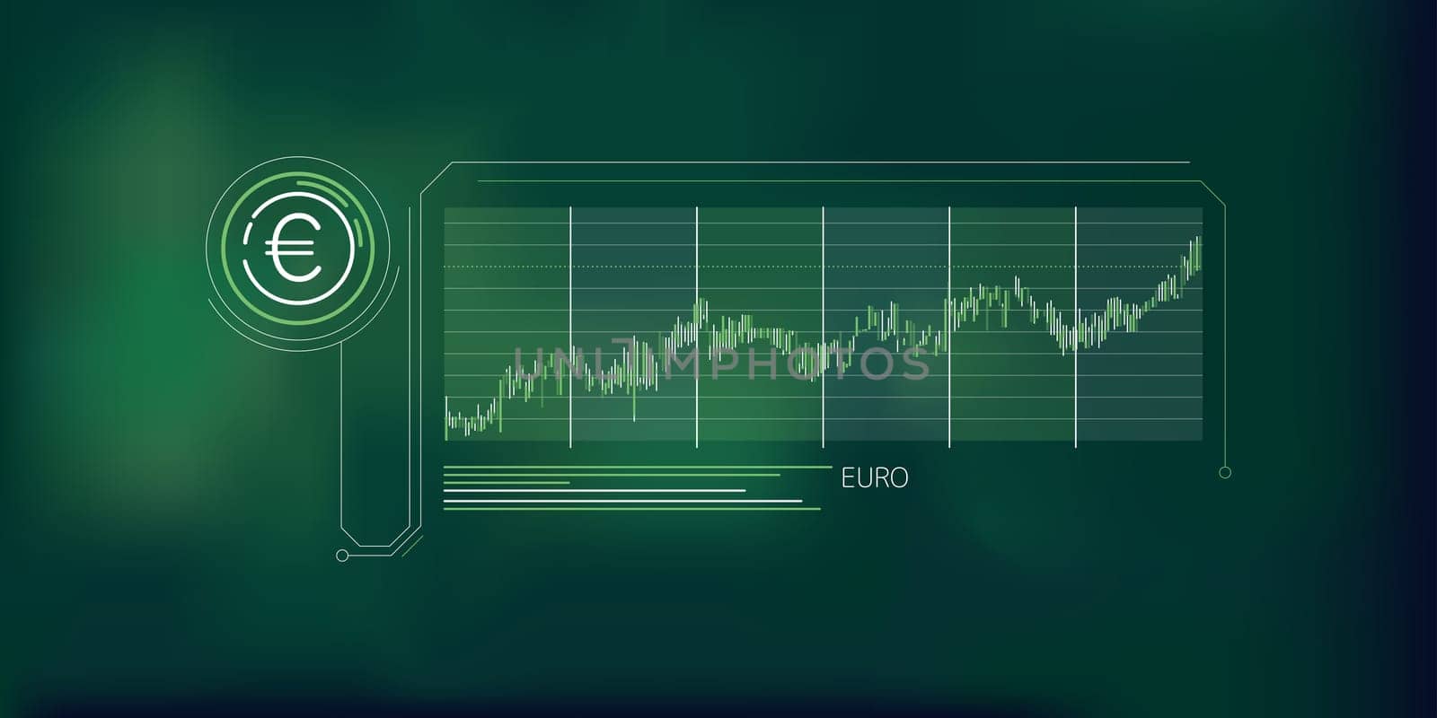 Clean and simple abstract infographic about the growth of the euro price.