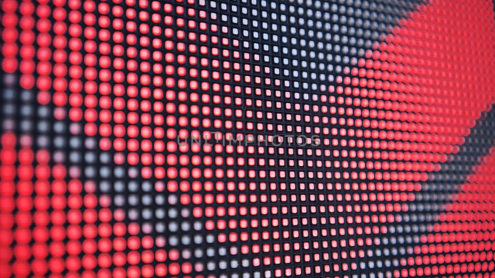 LED screen in operation outside. Close-up view