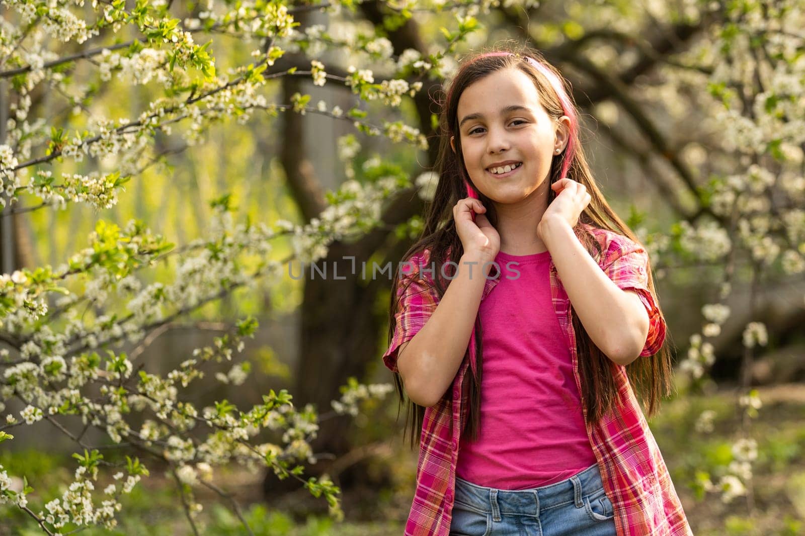 portrait of a happy cute girl 8-9 years old