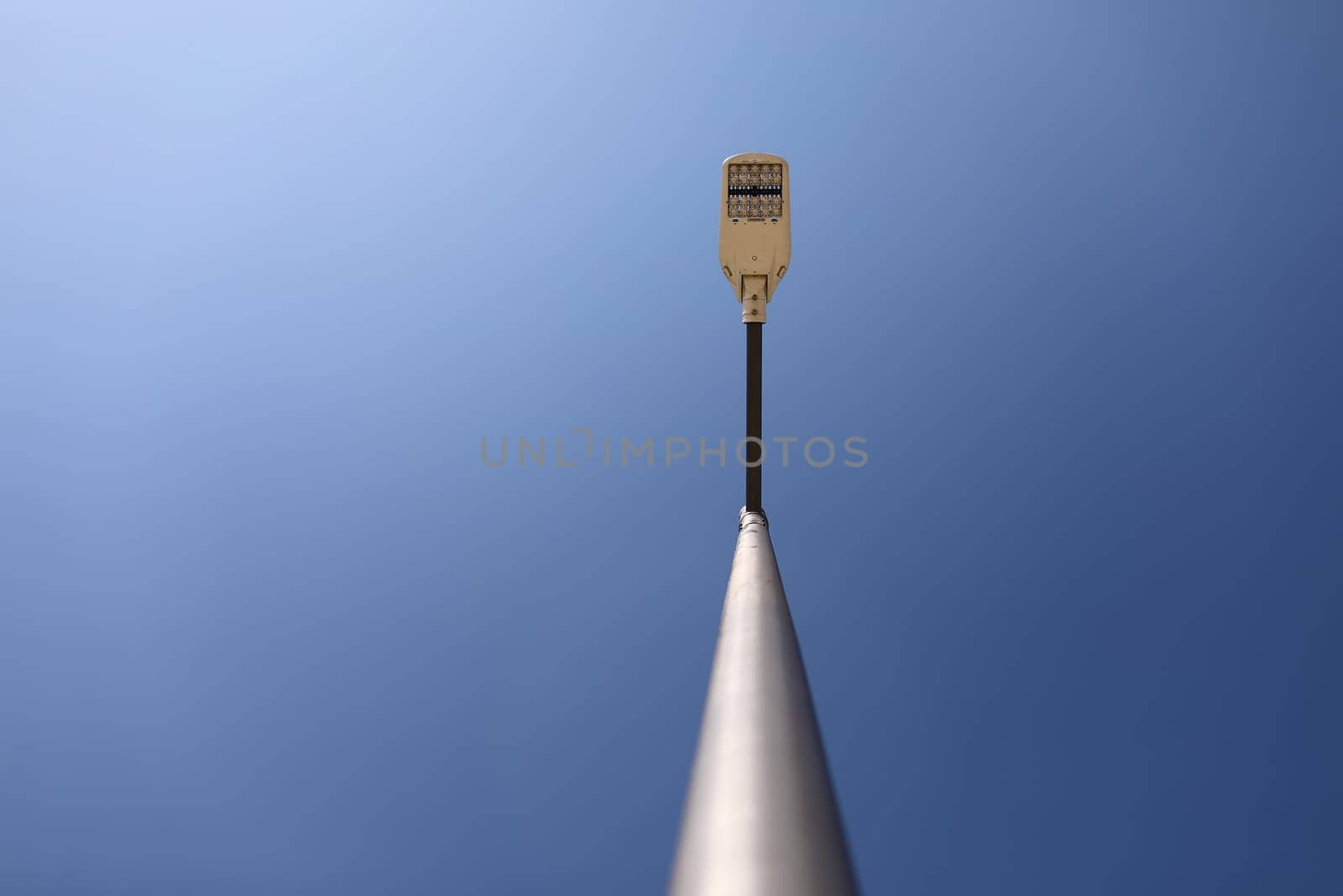 Lamppost on blue sky background. modern lamppost. copy spece.