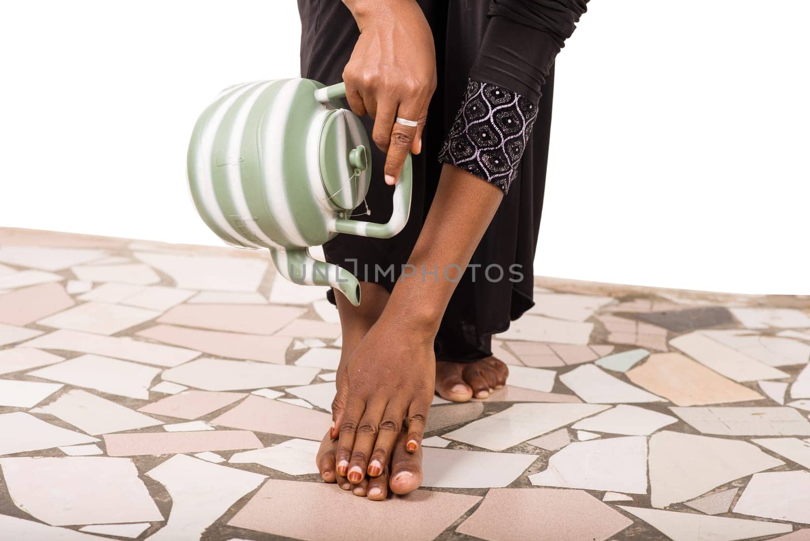 young muslim woman getting ready for prayer.