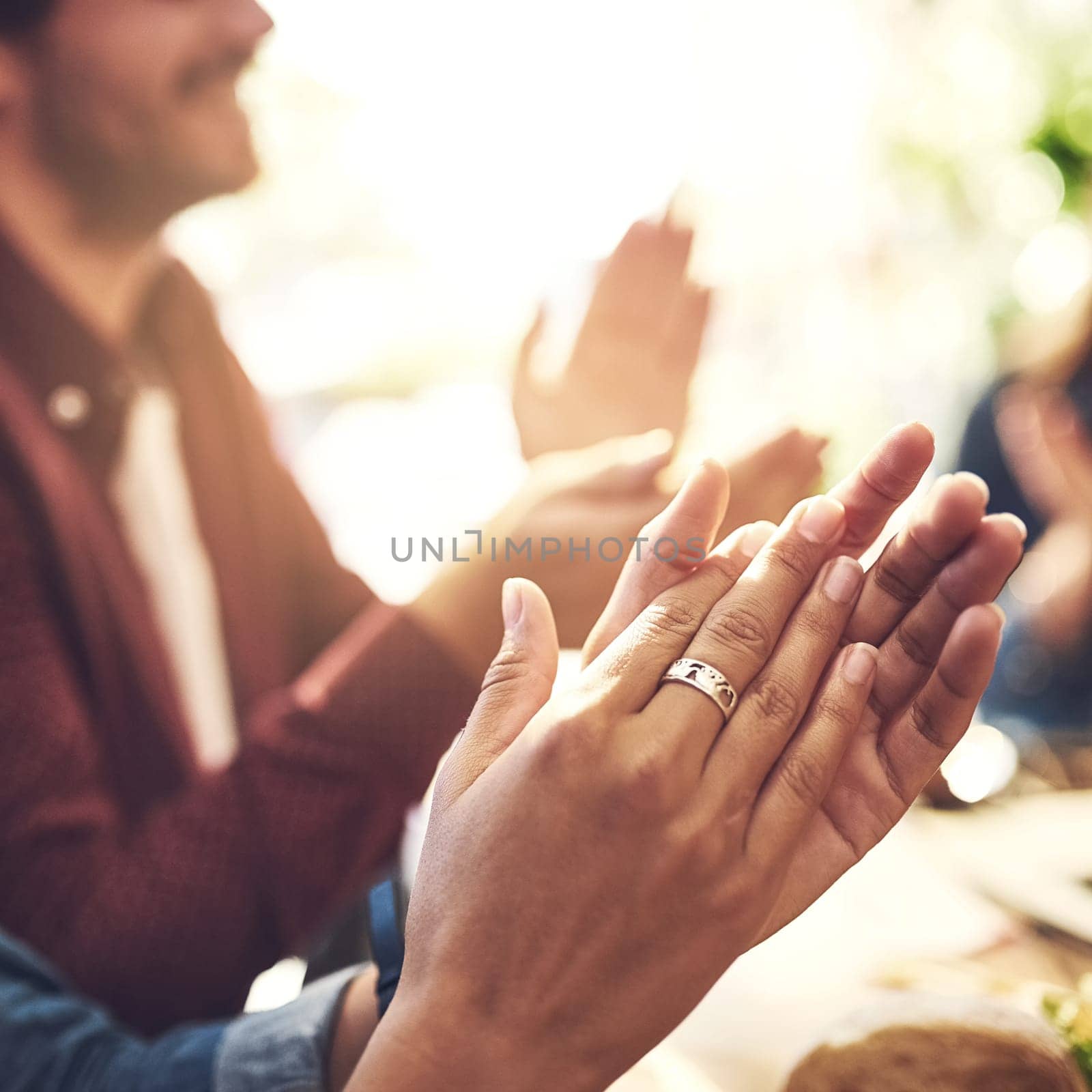 Celebrating another great meeting. unrecognizable creative employees clapping outdoors