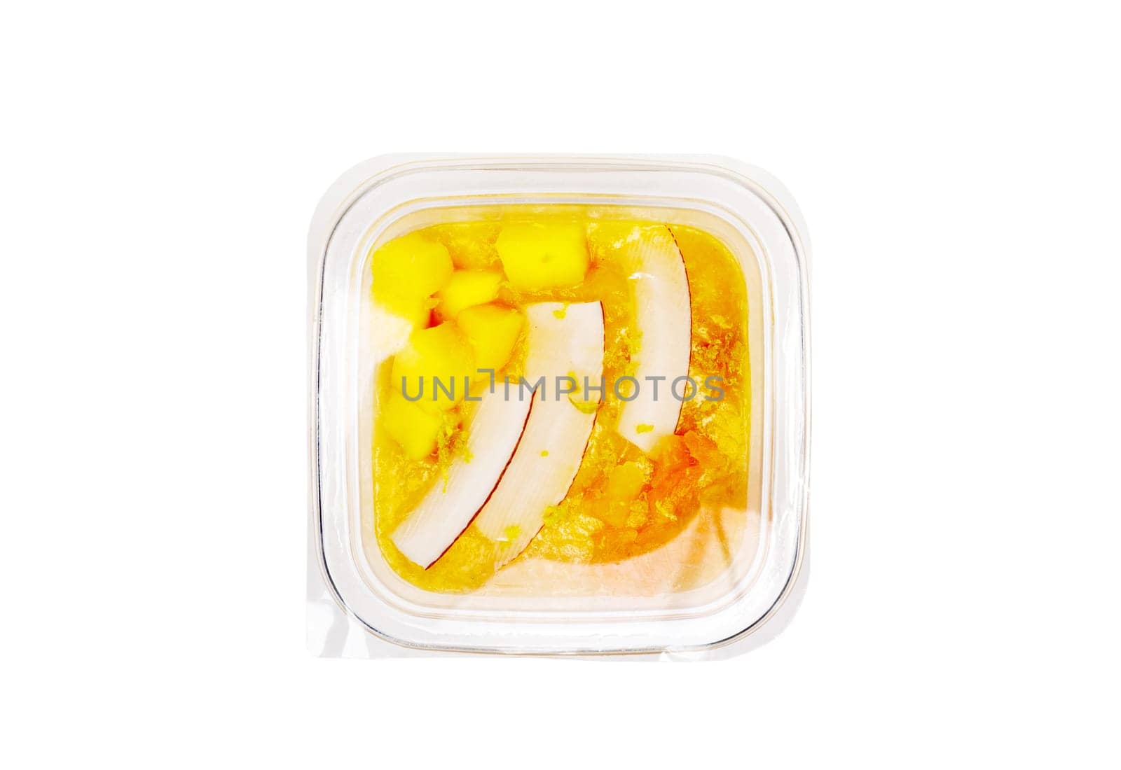 Smoothies with fresh fruits and nuts. Smoothie bowl, mango, passion fruit, coconut. Applesauce, lemon zest. High quality photo. View from above