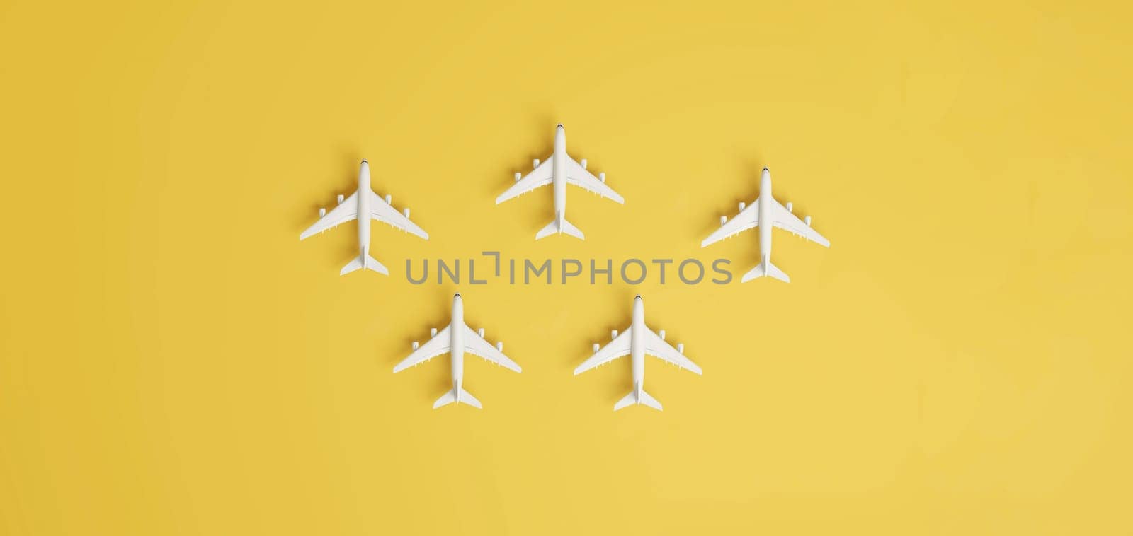 Aircraft travelling to different destinations on yellow background. by ImagesRouges