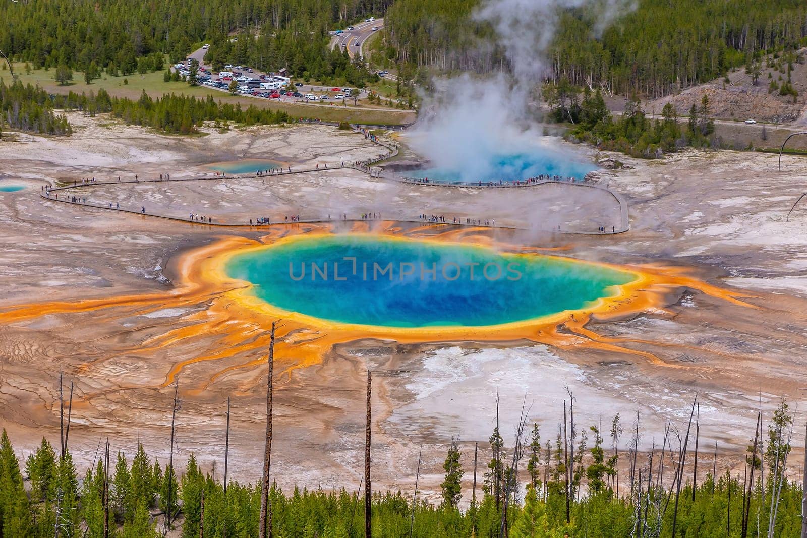The Grand Prismatic Spring in Yellowstone National Park USA from top view