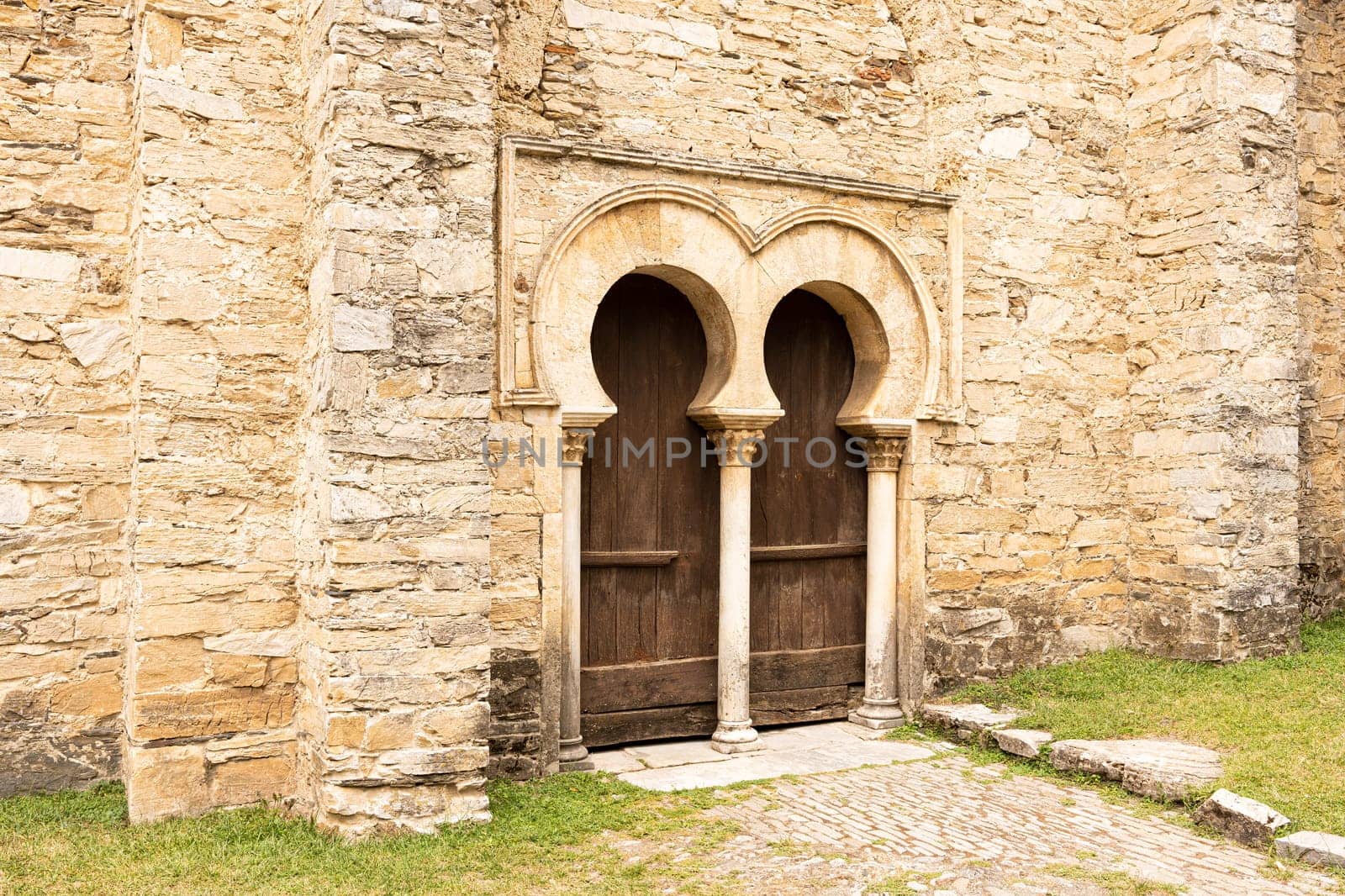 Entrance of the mozarabic church of Santiago de Penalba in Spain