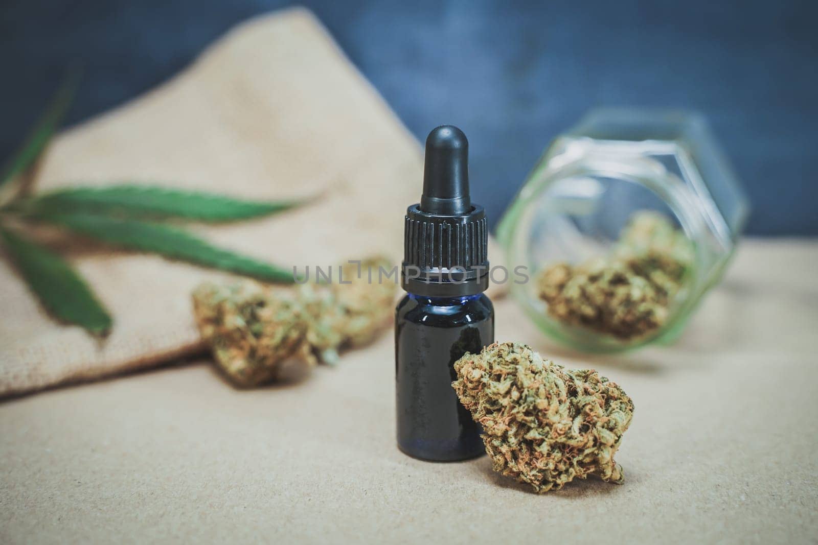 CBD medical marijuana and hemp leaves. Medical cannabis. Organic and natural hemp-based cosmetic and beauty products. High quality photo