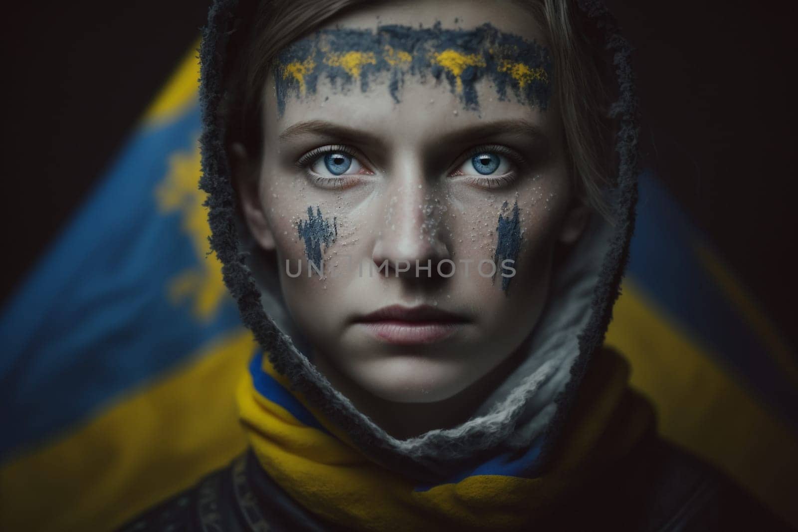 Culture of Ukraine, authenticity, uniqueness, independence and endurance. Local things, clothes, terrain. Yellow Ukrainian symbols, villages. High quality Generative AI .