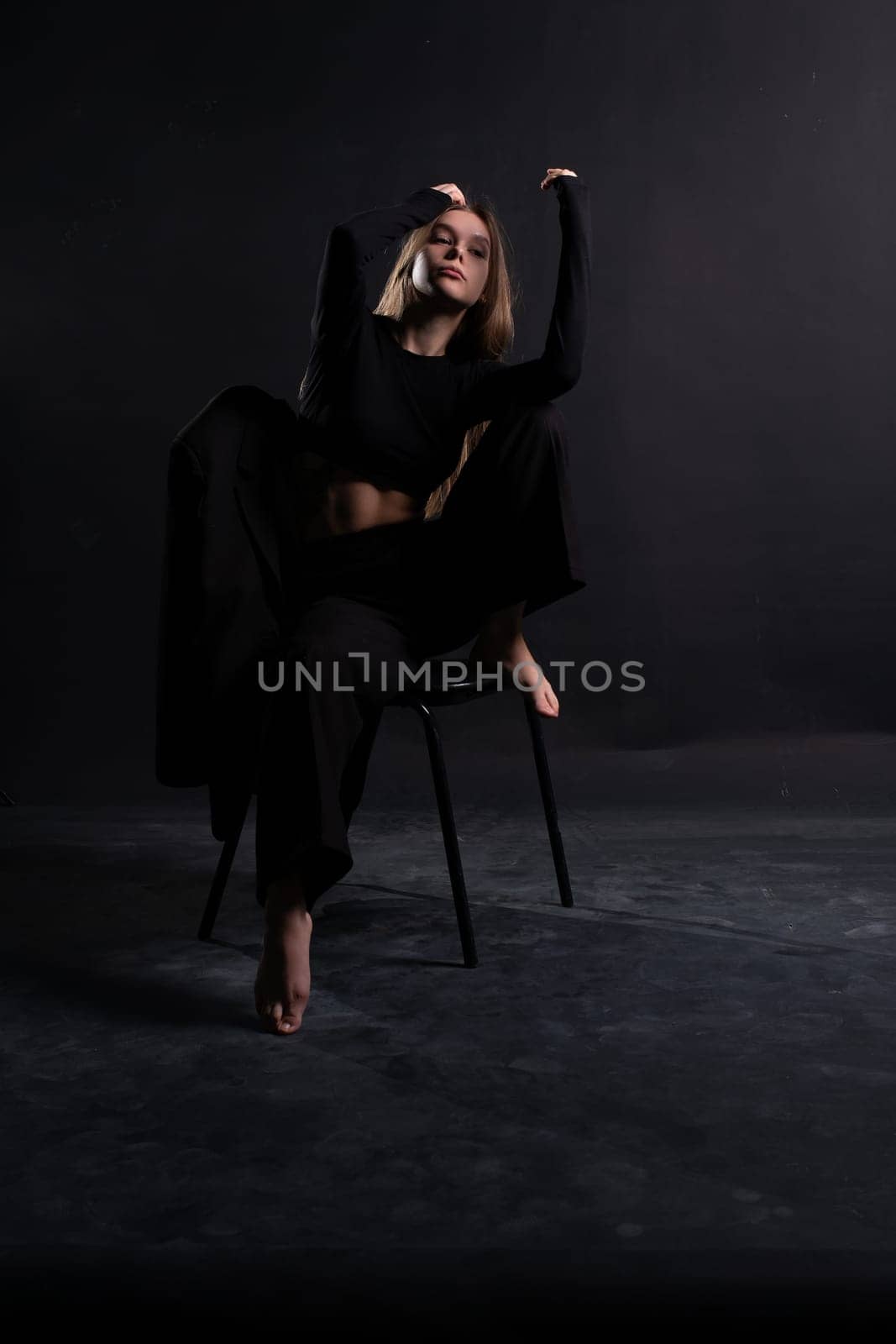 young portrait studio artist black ballet woman female ballerina sitting girl performer