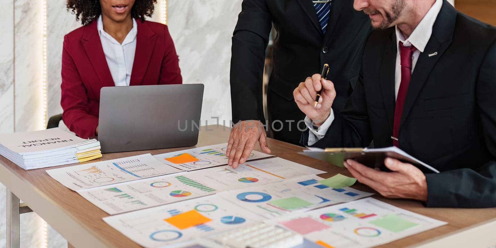 Diverse Multiethnic Business people in meeting. Accountant people do paperwork, tax, accounting and Financial advisor concept.