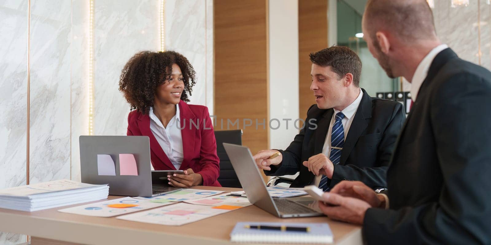 Diverse Multiethnic Business people in meeting. Accountant people do paperwork, tax, accounting and Financial advisor concept.