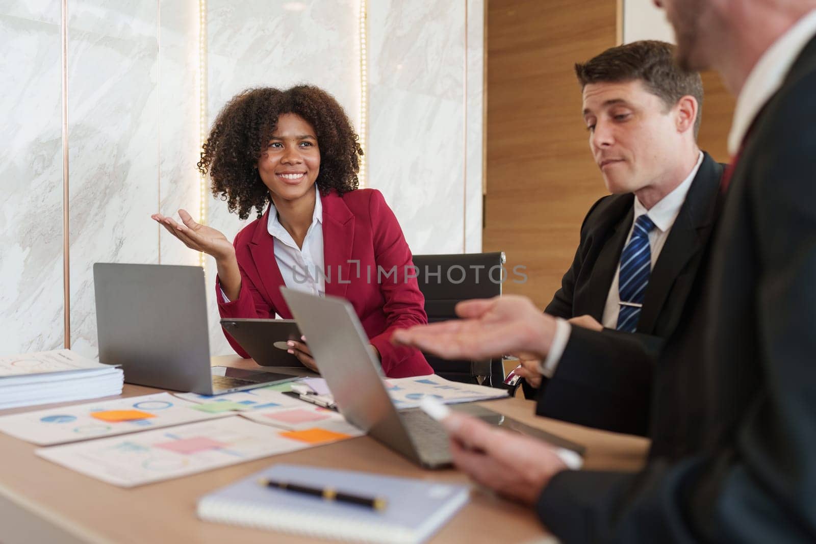 Diverse Multiethnic Business people in meeting. Accountant people do paperwork, tax, accounting and Financial advisor concept.