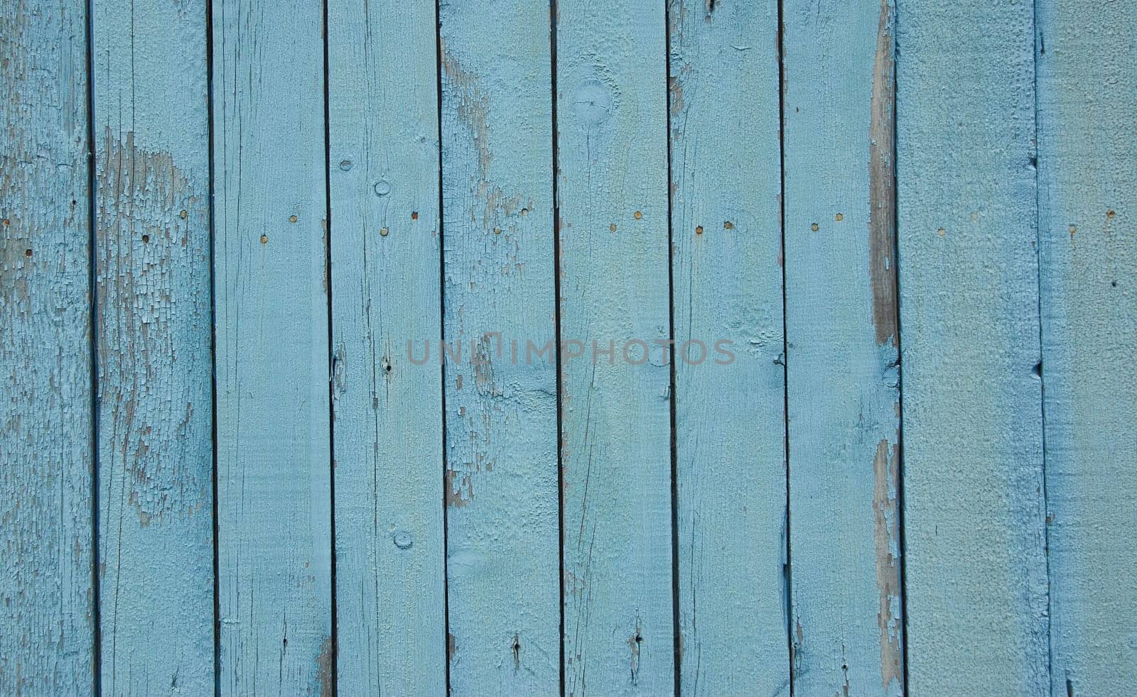 Blue wooden fence Old and dry painted boards. Blue wooden background.