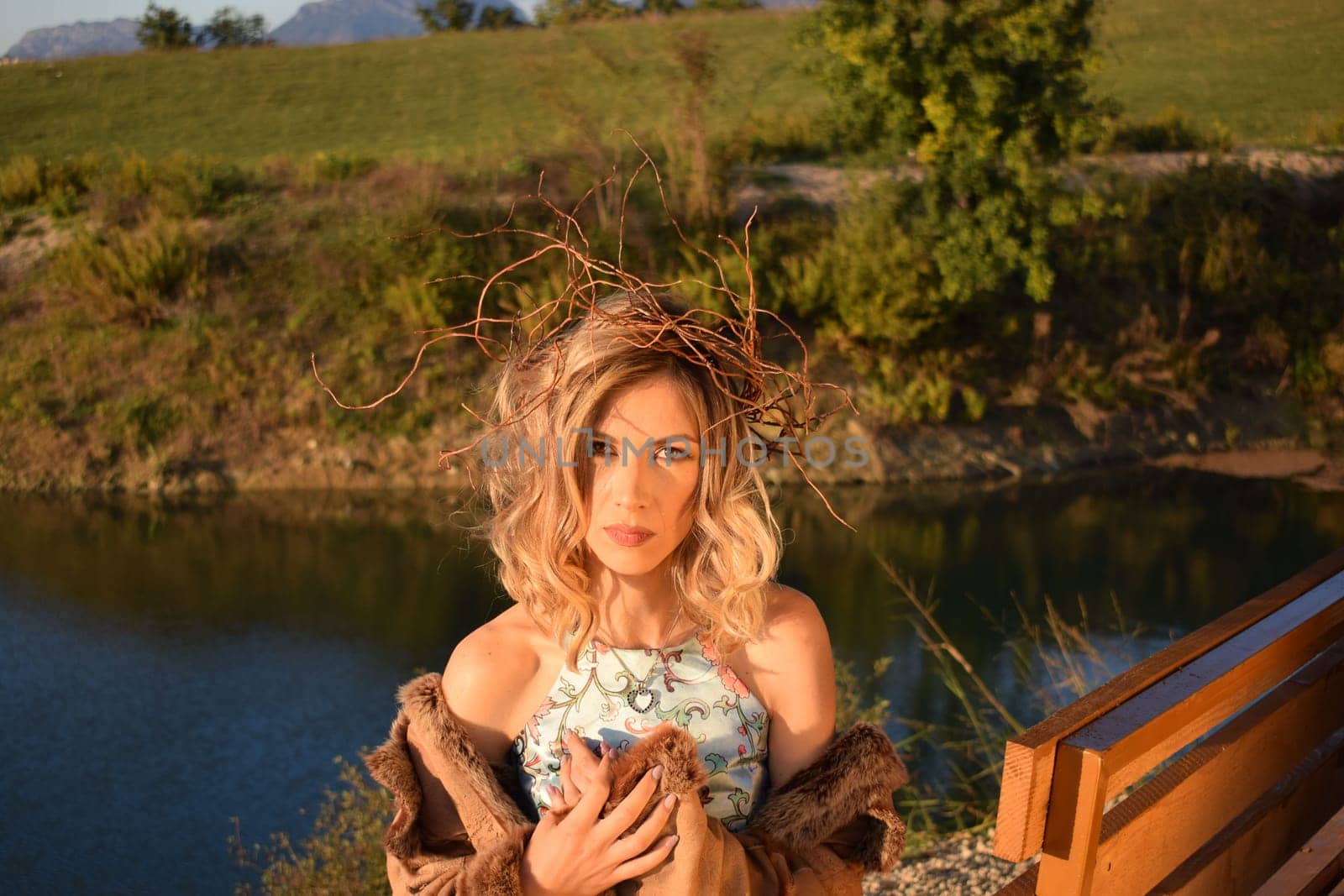 portrait of a beautiful woman in a wonderful autumn nature.