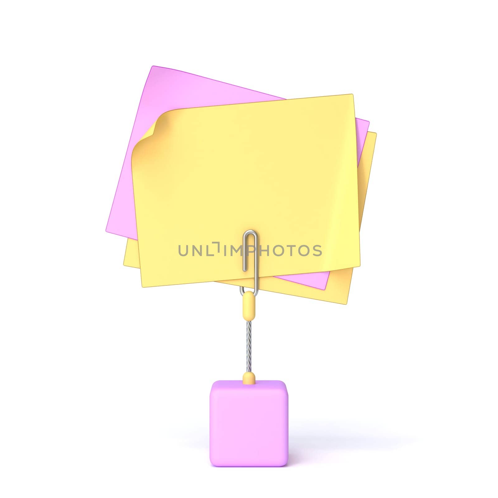 Message card holder with pink base 3D rendering illustration isolated on white background
