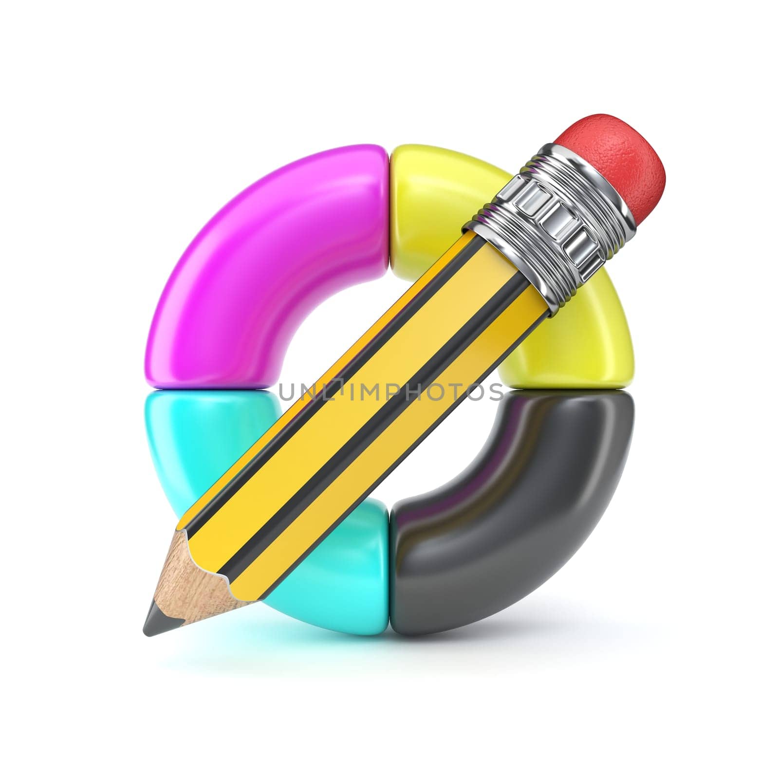 CMYK color wheel with pencil 3D by djmilic