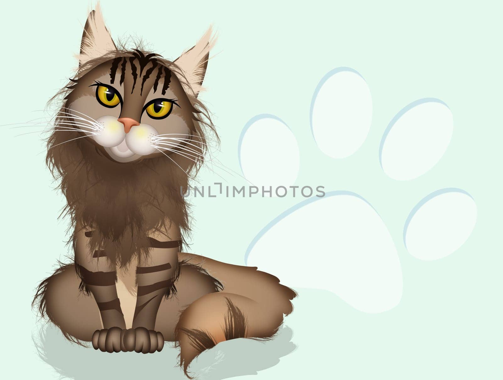 illustration of maine coon cat