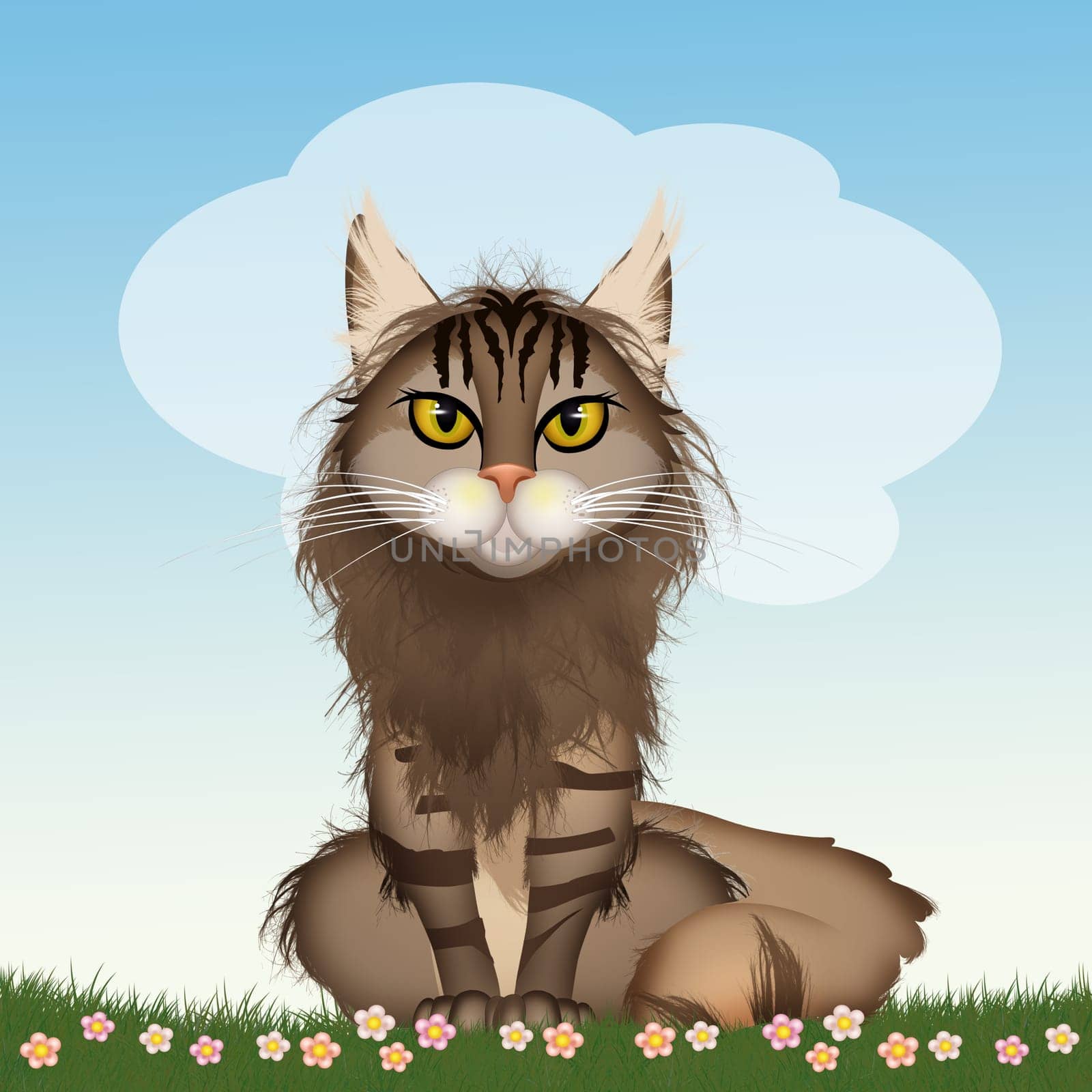 illustration of maine coon cat by adrenalina