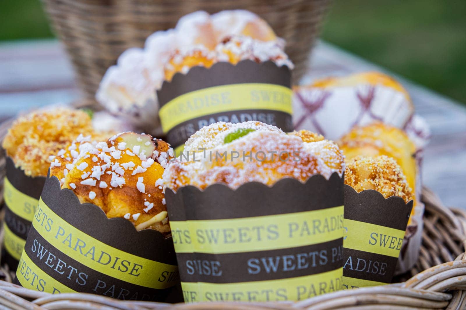 Muffins as detailed close-up shot (selective focus) bakery shop business
