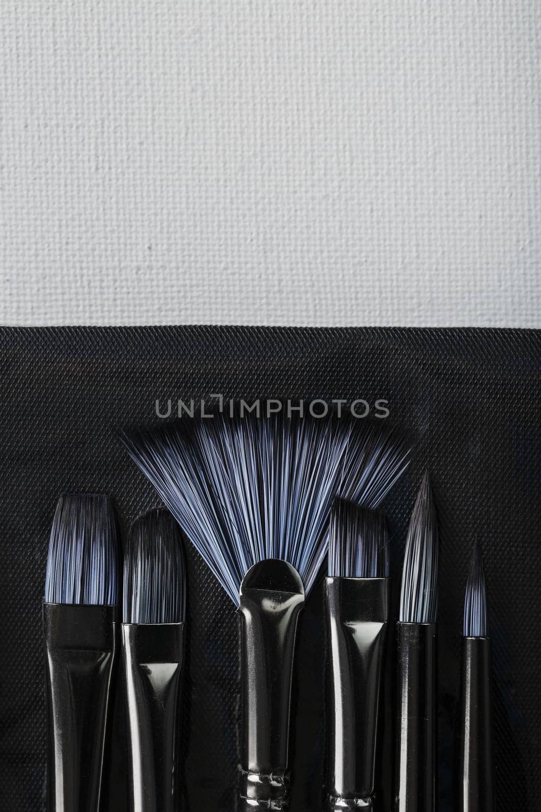 A set of art brushes for drawing on a white background, Close-up