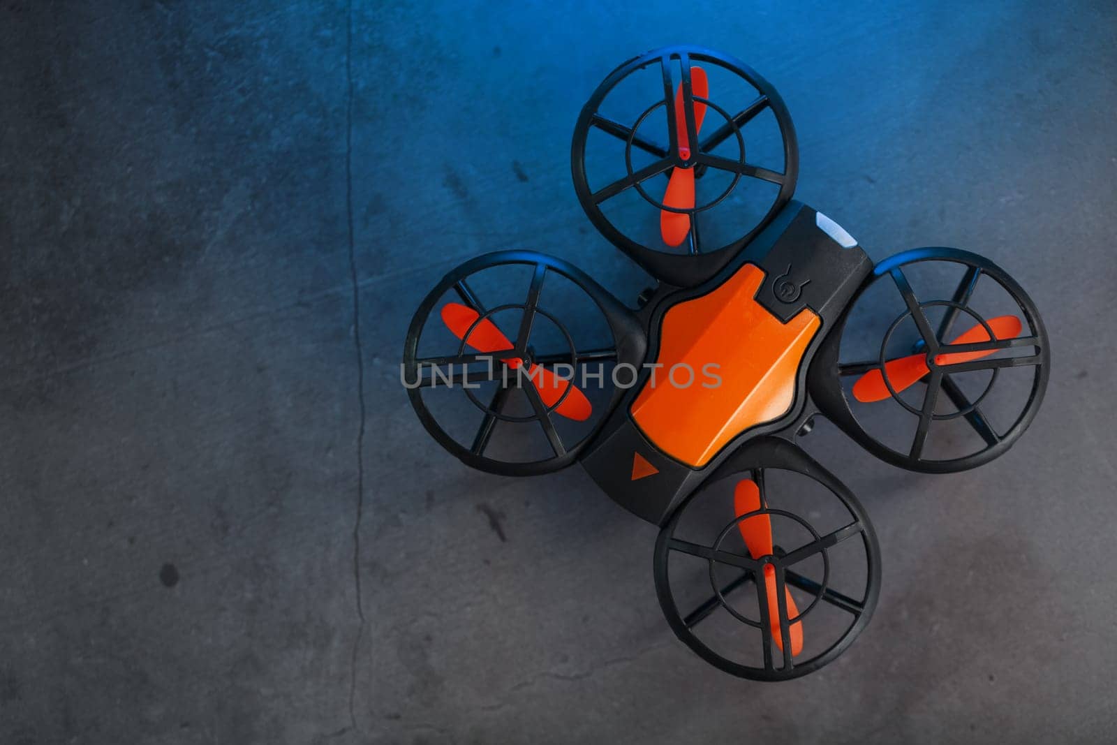 Quadcopter drone with joystick control and blue neon backlight by AlexGrec