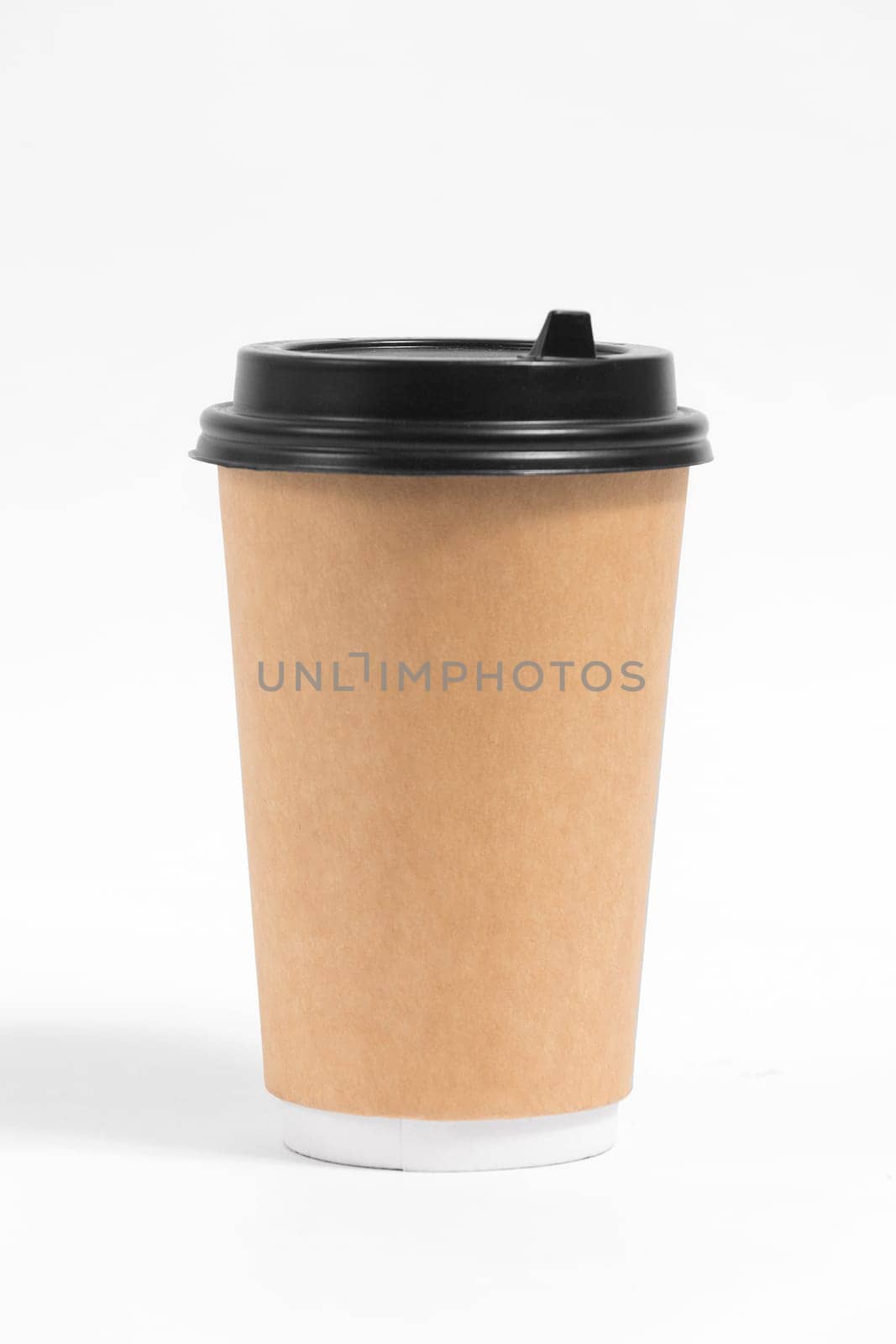 Brown paper cup for tea or coffee isolated on white background.