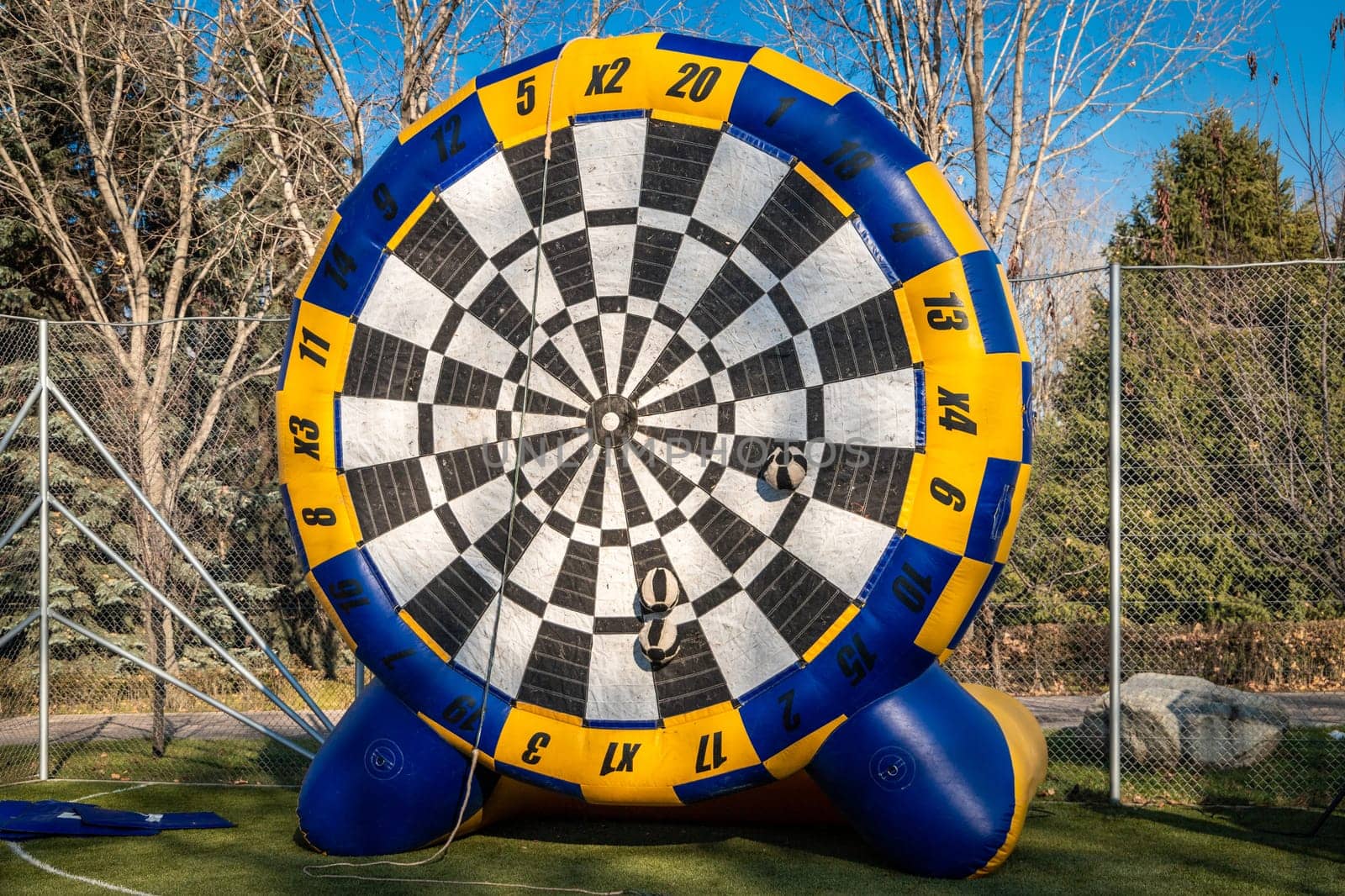 Large inflatable target for team building games and outdoor competitions.