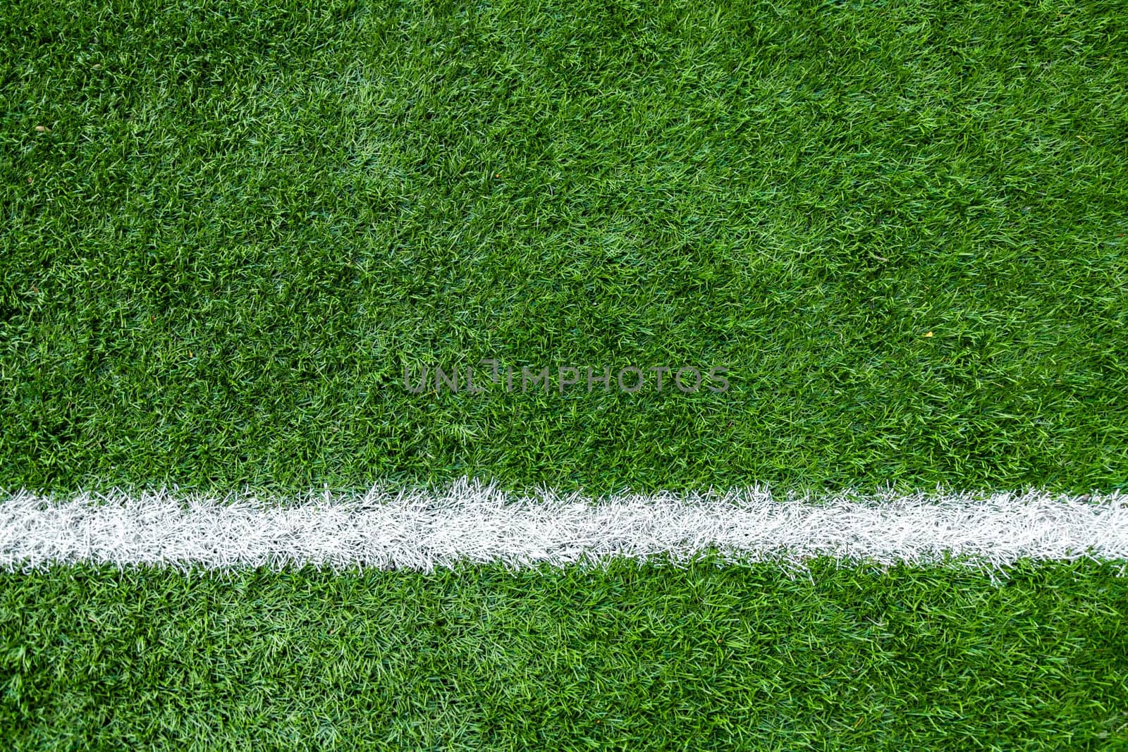 White stripe markings on the green grass of the sports field.