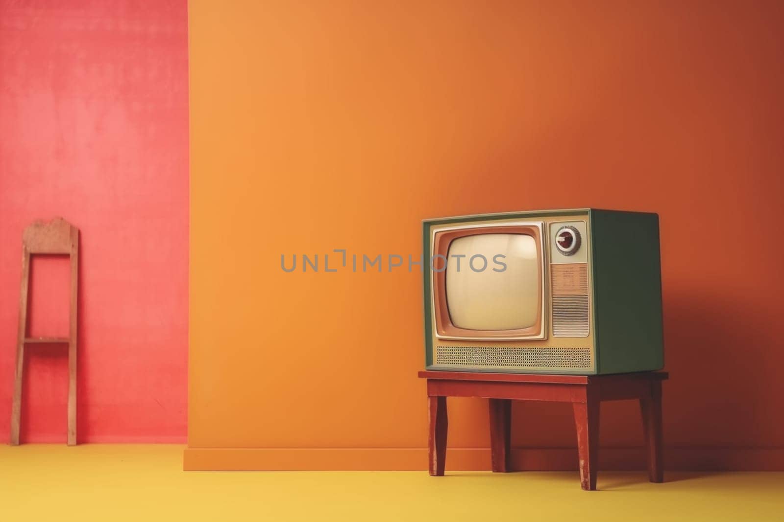 Retro old television on background. 90's concepts. Vintage style filtered photo. Concept on the theme of history, nostalgia, old age. Retro style.