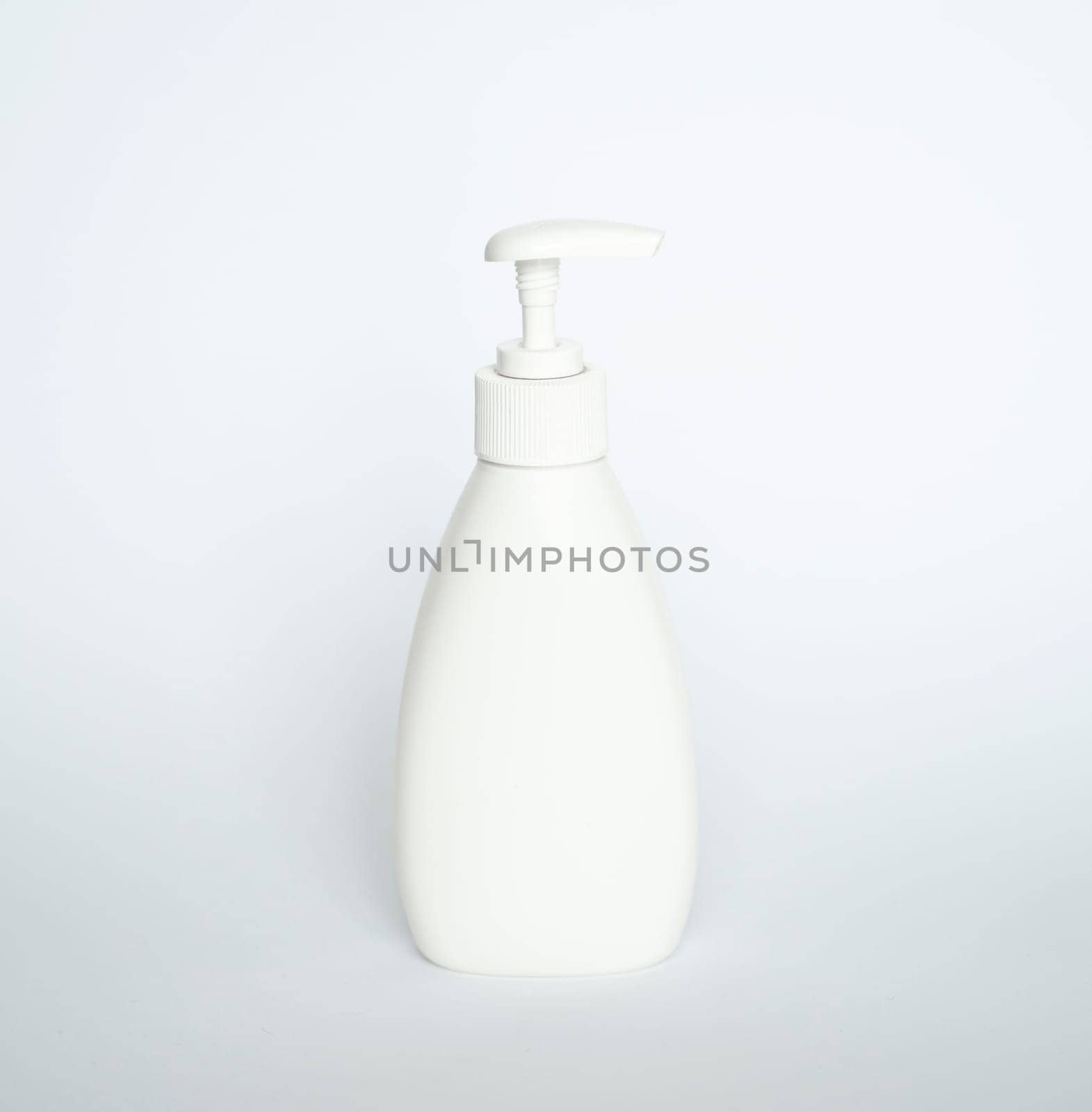 White plastic bottle used for shampoo or soap. Mock up template for design. by vovsht