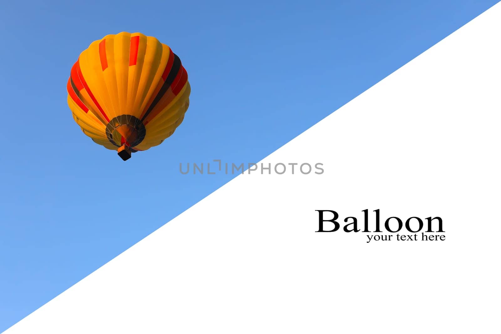 inspiration or travel background, colorful hot air balloon in blue sky. Balloon with blue sky background launch at festiva. place for text