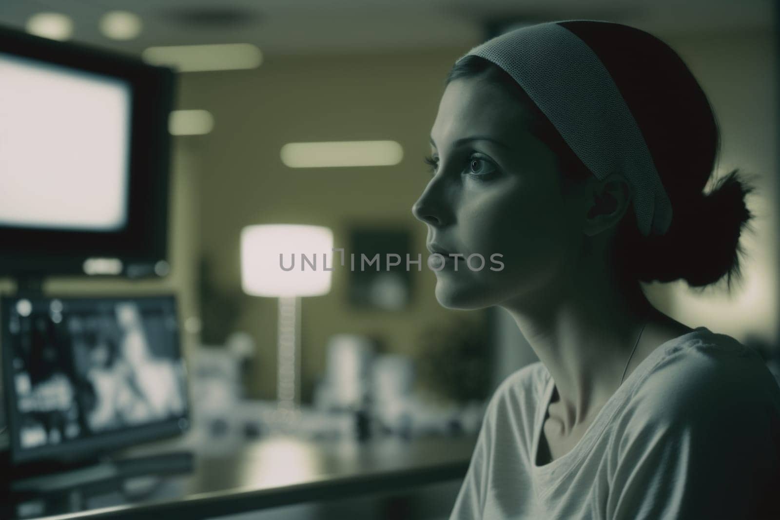 Oncology. Cancer cells. Chemotherapy. Portrait patient feels optimistic, supports sick people, volunteers. Faith in the future. Fighting to win. Treatment and recovery. .