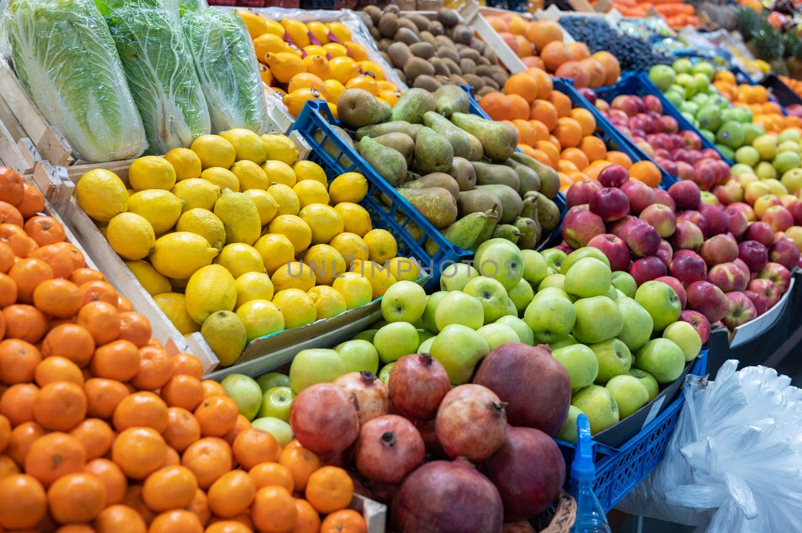Assortment of fresh fruits at market