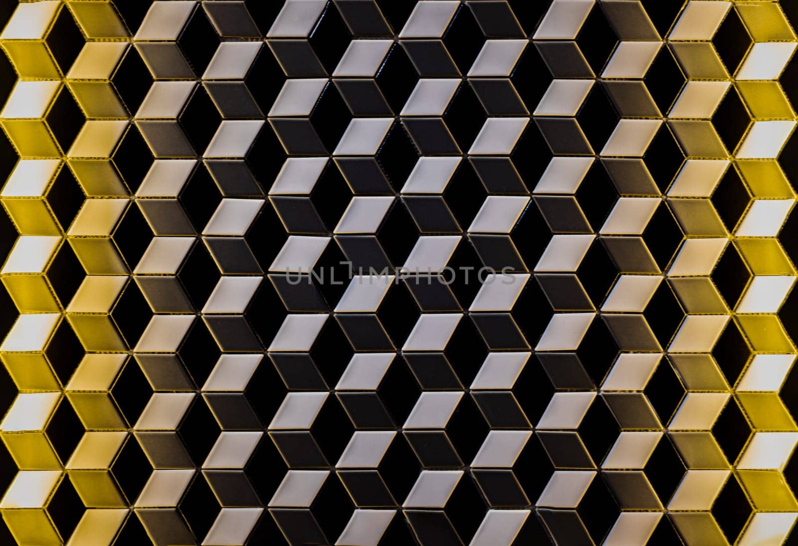 Abstract geometric pattern with lines for background, Square lines art Gradient from black to yellow. Space for text, Focus and blur.