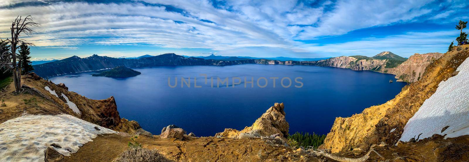 Crater Lake and Wizard Island viewed from south side, near Garfield peak