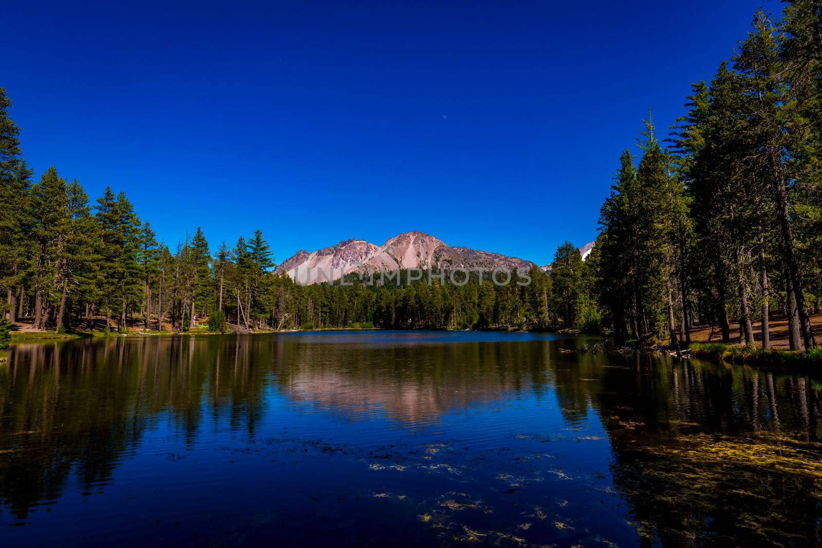 Chaos Crags reflected in Reflection Lake, Lassen Volcanic National Park, California