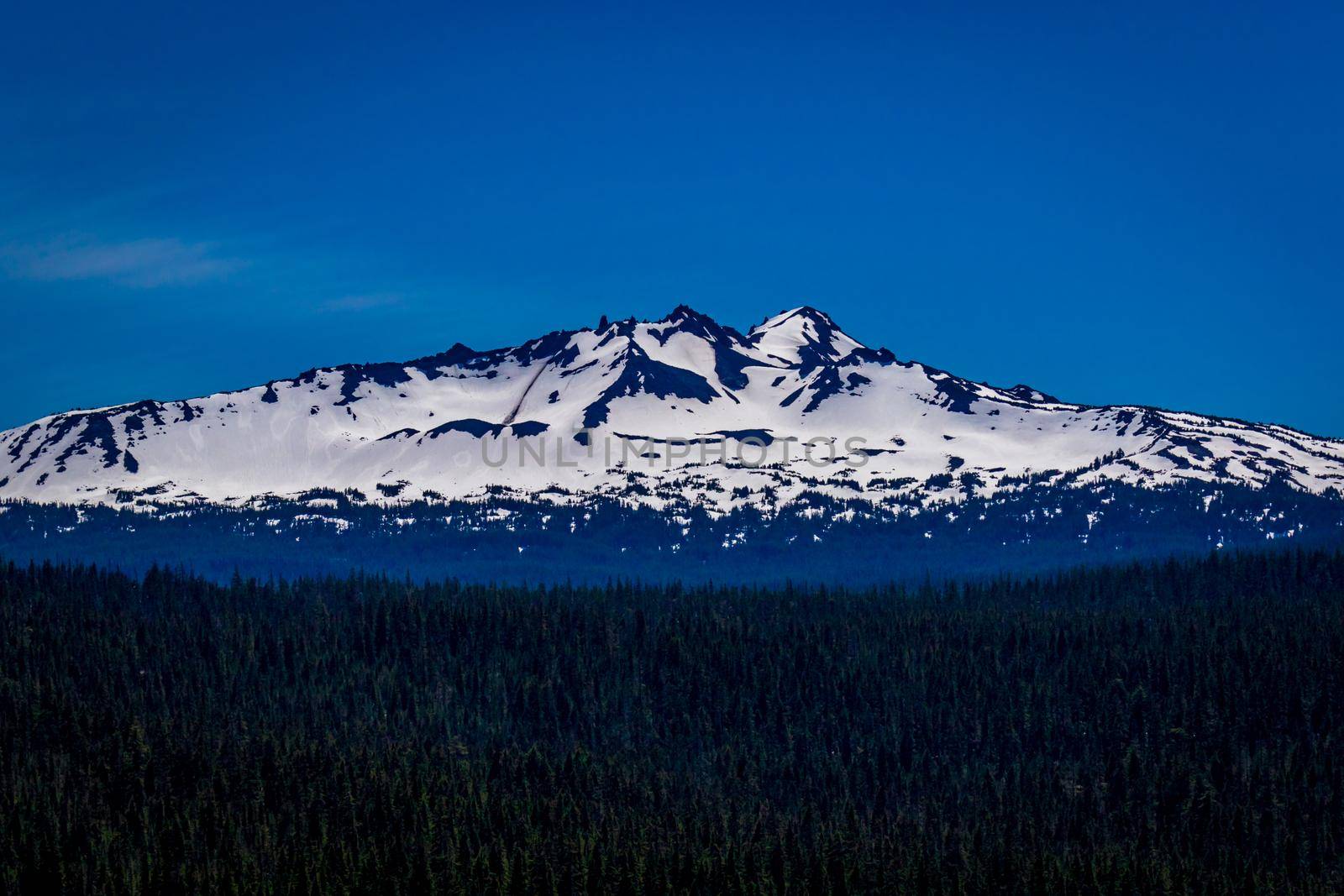 Close up view from Odell Lake of Diamond Peak, which is a volcano in Klamath and Lane counties of central Oregon