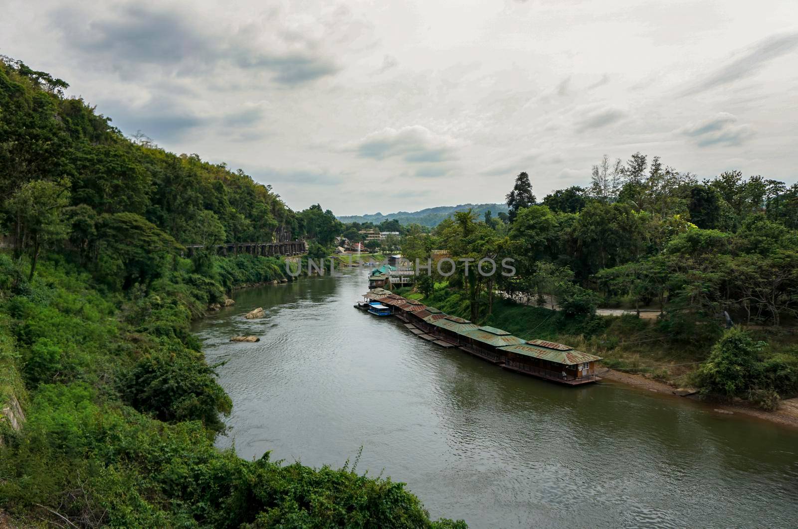 The atmosphere and views of the River Kwai, viewed from the Death Railway from World War 2, Kanchanaburi Province, Thailand - 5 December 2016