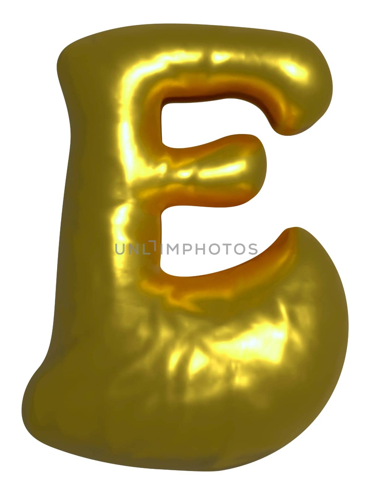 Shiny gold balloon metallic letter E capital. by hadkhanong