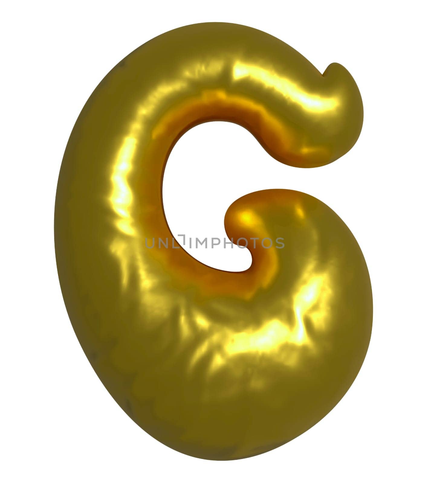 Shiny gold balloon letter G capital, 3D clipart